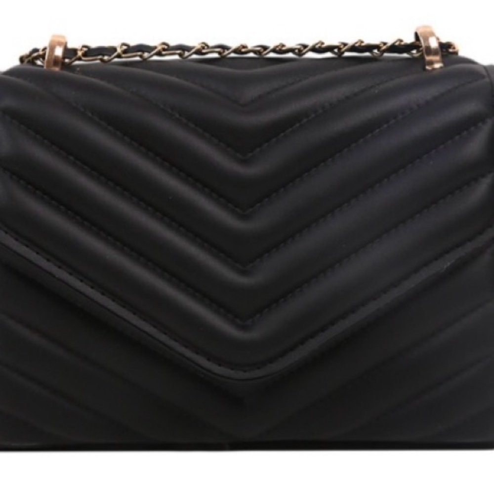 Women’s Crossbody Bag Lightweight Adjustable Chain Strap Quilted Handbag BLACK